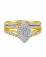 10K Gold Marquise Style Bridal Rings Set 0.33ctw Pave Set Diamonds Engagement Ring And Band Set
