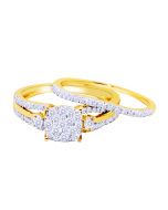 10K Gold Bridal Rings Set Round Solitaire Style Center Top 0.65ct Diamonds 2pc 3 Style Style