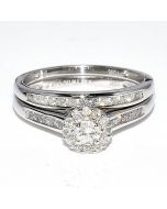 Bridal Set Wedding rings Round Diamond Engagement ring + Band White gold .5ct