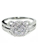 Vintage Engagement Ring 14K White Gold 0.65ctw SI Clarity Diamonds Near Colorless