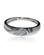 10K White Gold Wedding Band Ring Mens 0.1ct Diamonds 5mm Wide
