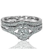 Brdial Wedding set Real diamonds 10K White gold .45ct Vintage inspired pave 2pc