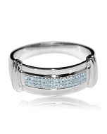 White Gold Wedding Band Mens Real Diamond Solid 7.5mm Wide 0.13ct