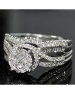 Diamond Engagement Ring with Matching Wedding Band .75ct W White Gold 14k Wedding Set