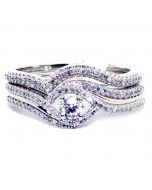 0.5ct Diamond Bridal Rings Set 10K White Gold Engagement And Wedding Band 