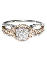 0.5ct Bridal Engagement Ring Rose and White Gold 10K Round Solitaire Style top Vintage