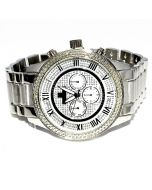 Diamond Watch for Men Ice Time Victory 0.10ctw Diamonds 44mm Dial White