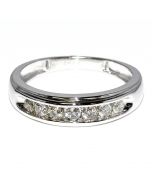 Mens Wedding Band Ring 0.5ct Diamond 10K White Gold 5.5mm Wide Channel Set 