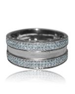 Mens Wedding Band Wide 12mm 0.58ct 10K White Gold Comfort Fit 