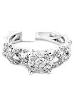 0.63ct Diamond Engagement Ring 10K White Gold Woven Sides 7mm Wide