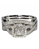 0.5ct Diamond Wedding Set 10K White gold Engagement Ring and Matching Band