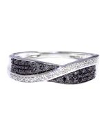 Black And White Diamond Anniversary Ring Sterling Silver 0.25ct