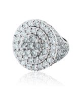 Mens Pinky Ring 8ct w Diamond 10K White Gold Extra large Round Fashion ring