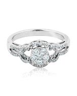 Vintage Diamond Wedding Engagement Rings 0.4ct 14K White Gold 