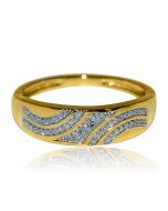Mens Wedding Band Rings Pave 10K Yellow Gold 0.1ctw 5.5mm Wide