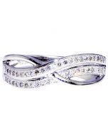 Diamond Anniversary Fashion Ring Cross over 0.22ct Sterling Silver Band