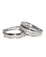 0.25ct Hoop Earrings Ladies White Gold Finish Sterling Silver Oval Hoops 18mm X 15mm