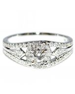 14K White Gold 0.75ct w Diamond Round Solitaire Engagement Ring 8mm Wide