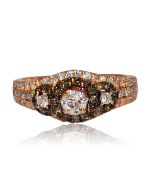1ct Diamond Ring Coganc and White Diamond 3 stone 10K Rose Gold 8.5mm wide