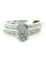 0.33ct Diamond 10K White gold Bridal Wedding Ring Set Engagement and Band