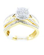 0.4ct Diamond Bridal Set 10K Yellow Gold 8mm Wide 2 piece Set Engagement Ring And Band