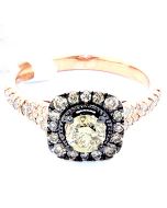 Coganc and White Diamond Bridal Engagement Ring 14K Rose Gold 1ct 10mm Wide