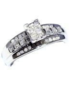 Princess Cut Diamond Engagement Wedding Ring 0.36ct Sterling Silver 6mm Wide 