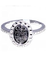 Cushion Shaped Black Diamond Fahsion Ring Cocktail 12mm Wide 0.05ct Sterling silver