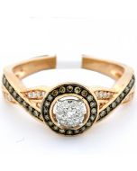Cognac and White Diamonds Engagement  Ring Rose Gold 0.25ct 10K 8.5mm Wide