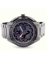 Mens Diamond Watch Big Face Black Bird II By Grand Master 4.75ct Diamonds on Bazel Stainless Band Black PVD