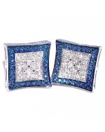 0.15ct Diamond Stud earrings Pave Set Kite Shaped 9mm Wide Sterling Silver Screw Back