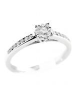 14K White Gold Bridal Engagement Ring Cathedral Style 0.32ctw 4.5mm Wide Center