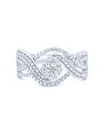 0.5ct Diamond Swirl Bridal Ring 10K White Gold 10.5mm Wide 