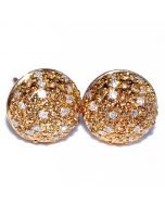 Diamond Stud Earrings 10mm Wide 0.25ct Domed Round Shape Yellow Gold Finish Silver