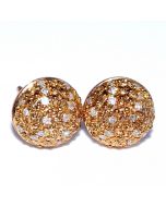 White Diamond Earrings 925 Yellow toned Sterling Silver 0.16ct 8mm Wide Domed round Studs