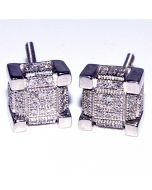 Diamond Stud Earrings Cube shaped Sterling silver 0.25ct 7.5mm Wide Screw backs