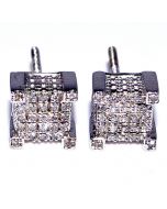 0.155ct Diamond Stud Earrings Cube Shaped Sterling Silver 6.5mm Wide Screw Backs