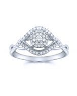 0.26ct Diamond Engagement Ring 10K White Gold 9mm Wide Infinity Style