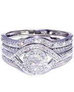 0.33ct Diamond Wedding Ring Set 10K White Gold 11mm Wide 