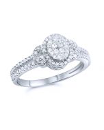 0.5ct Diamond Engagement Ring 10K White Gold Halo 8.5mm Wide Halo