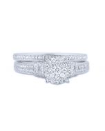 0.54ct Diamond Bridal Set 10K White Gold 2pc 7mm Wide