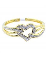 10K Gold Heart Ring 0.04ct Diamonds 8mm Wide Gift Anniversary Ring
