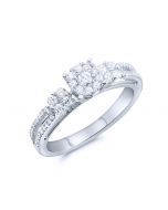 0.5ct Diamond Engagement Ring 10K White gold 6mm Wide Split Shoulder Style