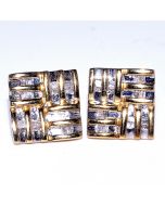 0.25ct Diamond Stud Earrings Baguette cut Square Shaped 10K Yellow Gold 9mm Wide