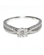 Diamond Ring Engagement Promise Ring 14K White Gold 0.34ct Split shoulder Round top
