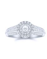 1/2cttw Diamond Halo Style Wedding Ring Round Solitaire Center 9mm Wide