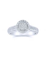 14K White Gold Halo Bridal Engagement Ring 8.5mm Wide 0.47cttw Diamonds