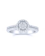 14K White Gold Diamond Engagement Ring 0.48cttw Split Shoulder And Halo