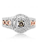 0.75ct Cognac Diamond 10K Rose White Gold Bridal Engagement Ring 11mm
