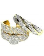 His and Her Trio Ring Set 0.55ct w Diamonds 10K Yellow Gold Wide Rings Set